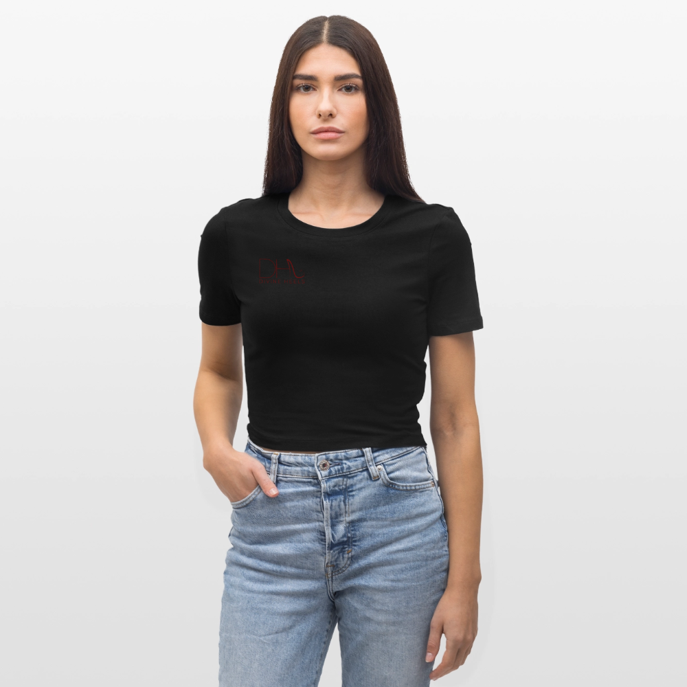 Divine Heels Cropped T-Shirt - Logo rot/Text weiß - Schwarz