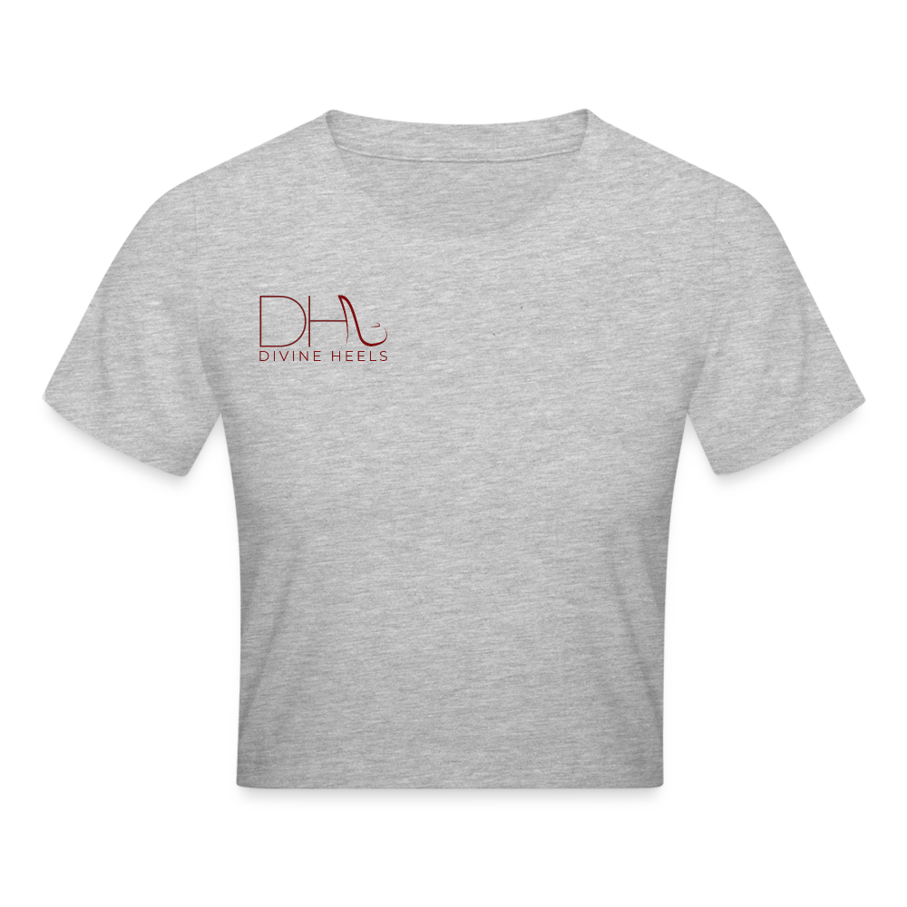 Divine Heels Cropped T-Shirt - Logo rot/Text schwarz - Grau meliert