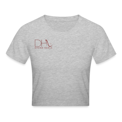 Divine Heels Cropped T-Shirt - Logo rot/Text schwarz - Grau meliert