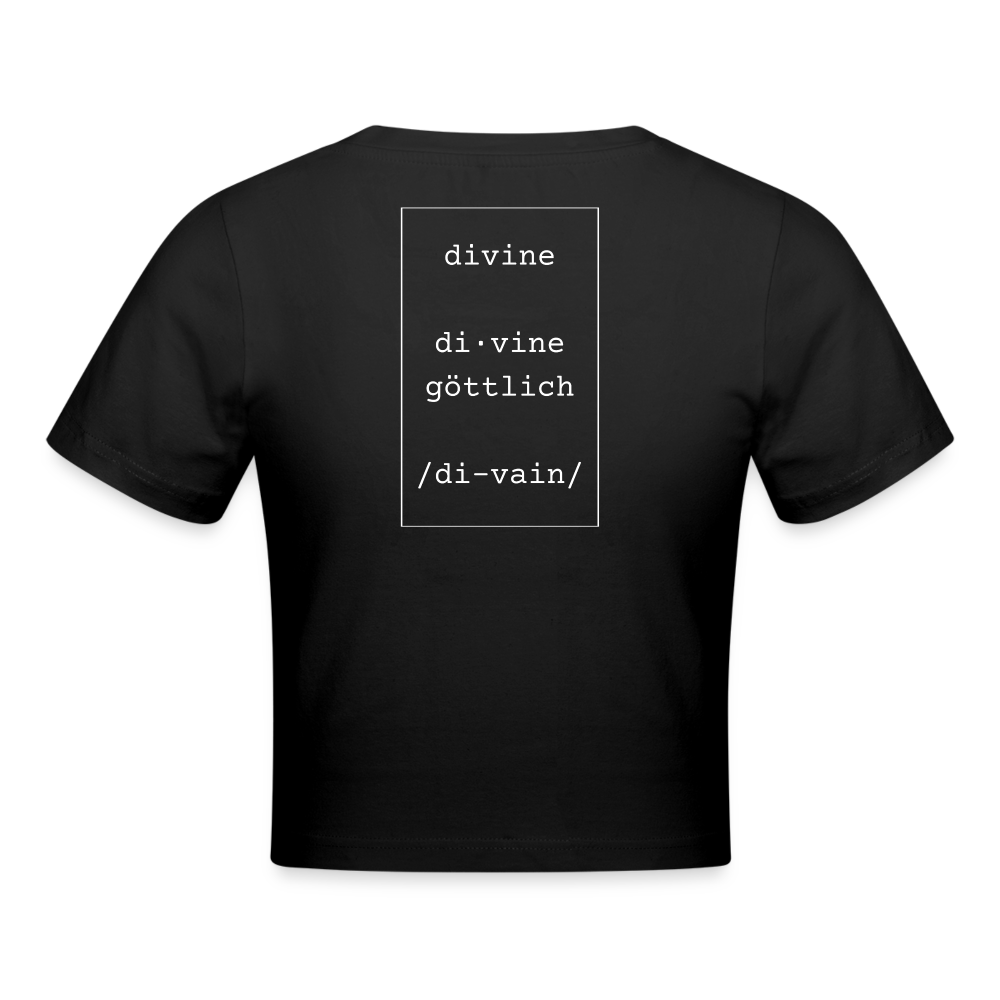 Divine Heels Cropped T-Shirt - Logo rot/Text weiß - Schwarz