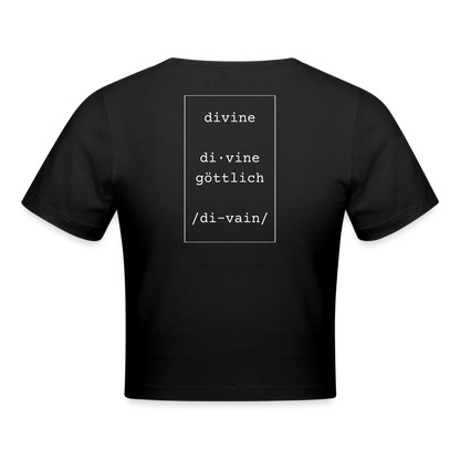 Divine Heels Cropped T-Shirt - Logo rot/Text weiß - Schwarz