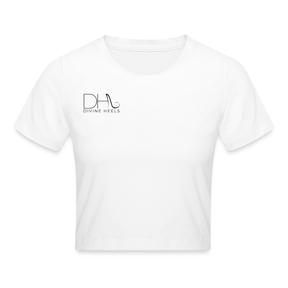 Divine Heels Cropped T-Shirt - Logo schwarz/Text schwarz - Weiß