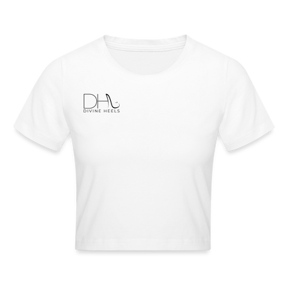 Divine Heels Cropped T-Shirt - Logo schwarz/Text schwarz - Weiß