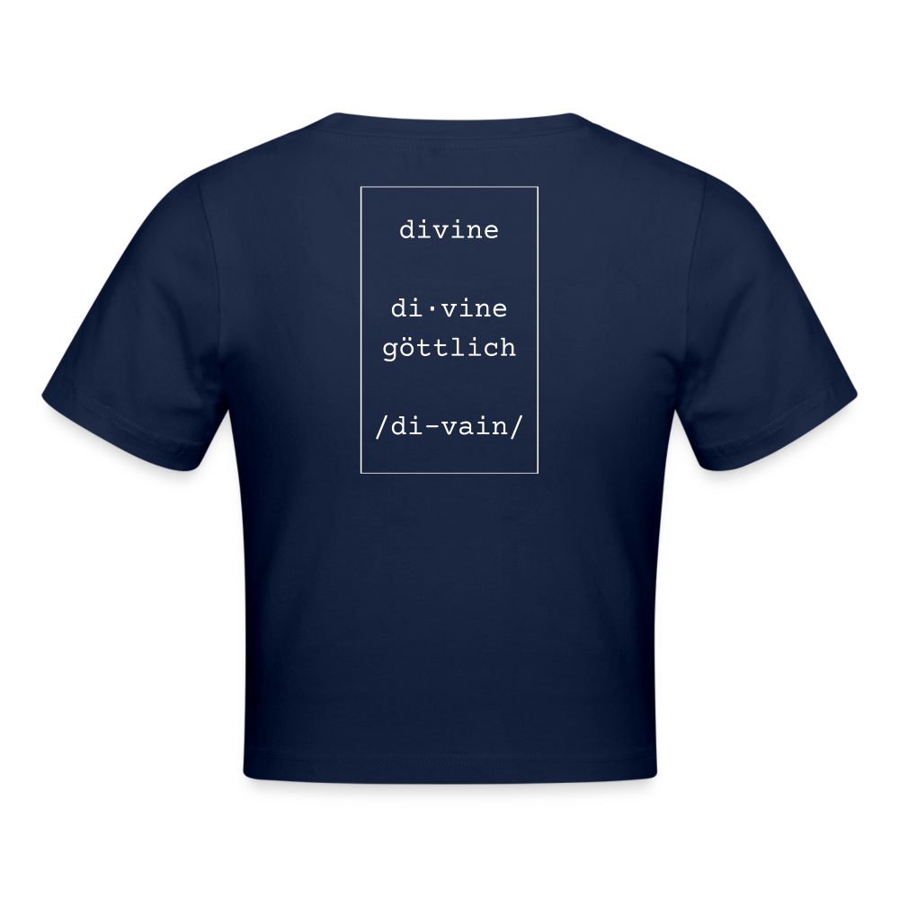 Divine Heels Cropped T-Shirt - Logo rot/Text weiß - Light Navy