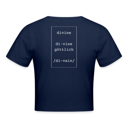 Divine Heels Cropped T-Shirt - Logo rot/Text weiß - Light Navy