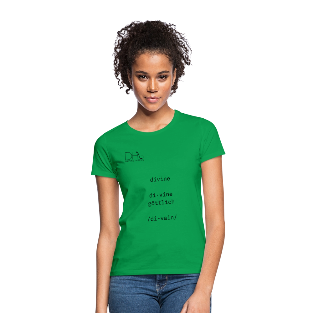 Divine Heels T-Shirt – Logo schwarz/Text schwarz - Kelly Green