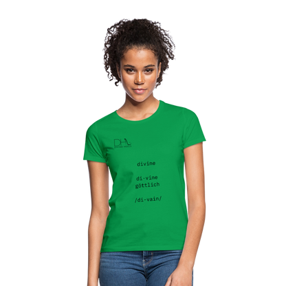 Divine Heels T-Shirt – Logo schwarz/Text schwarz - Kelly Green