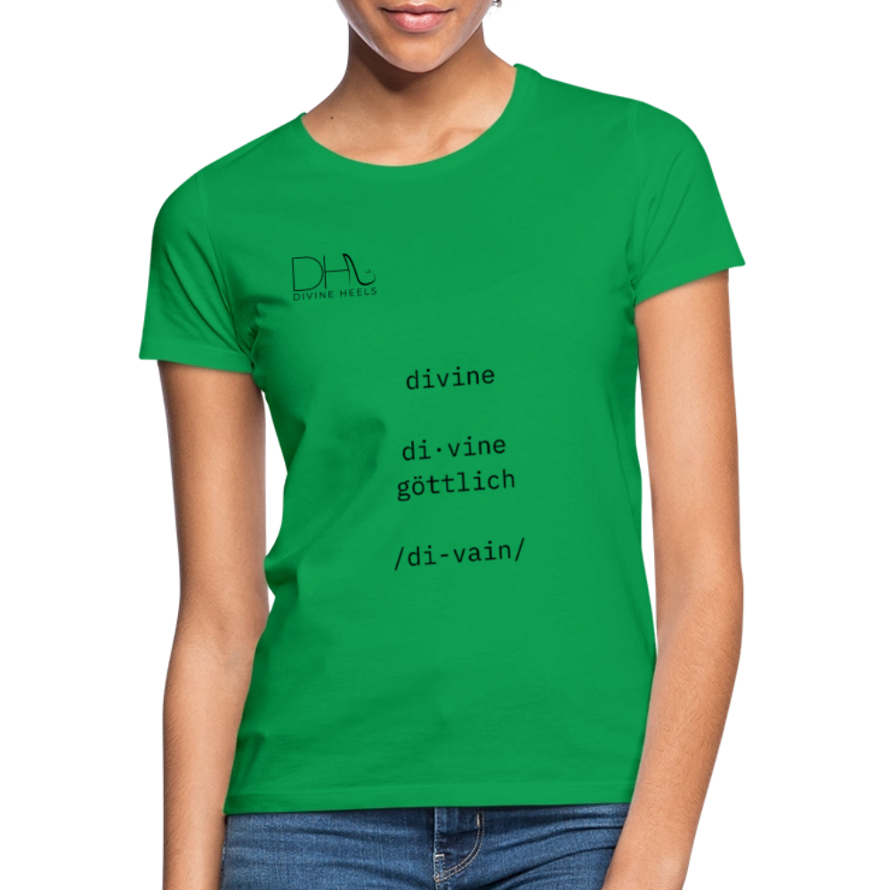 Divine Heels T-Shirt – Logo schwarz/Text schwarz - Kelly Green