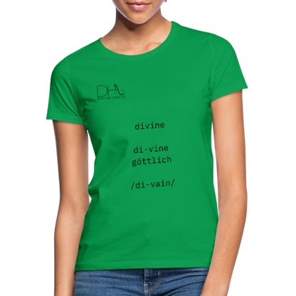 Divine Heels T-Shirt – Logo schwarz/Text schwarz - Kelly Green