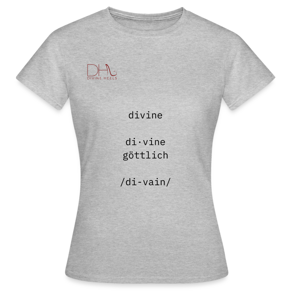 Divine Heels T-Shirt – Logo rot/Text schwarz - Grau meliert