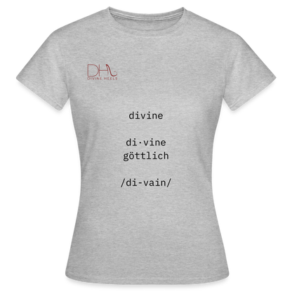 Divine Heels T-Shirt – Logo rot/Text schwarz - Grau meliert