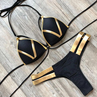 Gold-Print Bikini – edel, sexy & perfekt für sonnige Auftritte