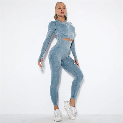 Nahtloses Gym-Set mit Cropped Top & Push-Up Leggings – Perfekt für dein Workout