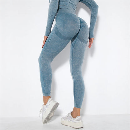 Nahtloses Gym-Set mit Cropped Top & Push-Up Leggings – Perfekt für dein Workout