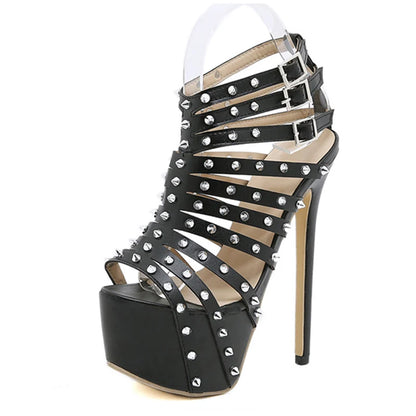 Sommer Plateau High Heels Sandalen – Sexy Peep-Toe Pumps mit Nieten