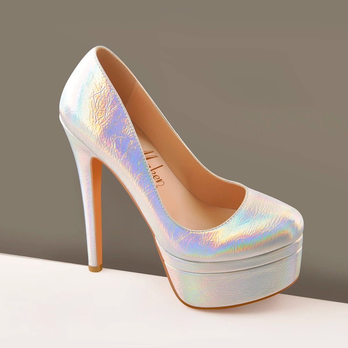 Onlymaker Frauen High Heel Plattform Stiletto Pumps – 16 cm Absatz in Silber