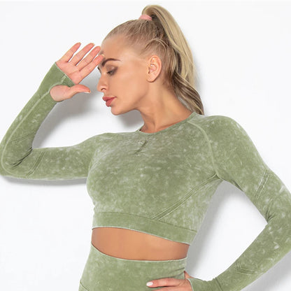 Nahtloses Gym-Set mit Cropped Top & Push-Up Leggings – Perfekt für dein Workout