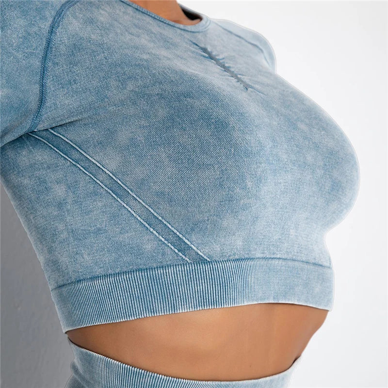 Nahtloses Gym-Set mit Cropped Top & Push-Up Leggings – Perfekt für dein Workout