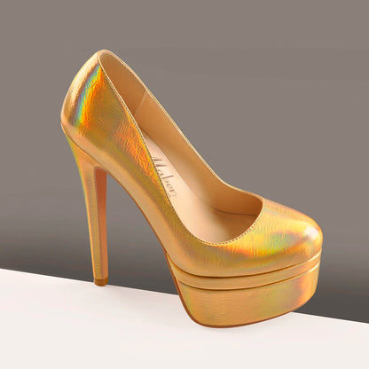 Onlymaker Frauen High Heel Plattform Stiletto Pumps – 16 cm Absatz in Gold