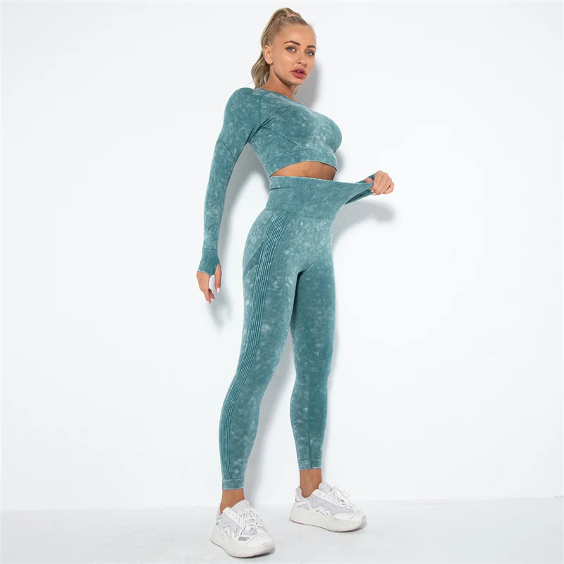 Nahtloses Gym-Set mit Cropped Top & Push-Up Leggings – Perfekt für dein Workout