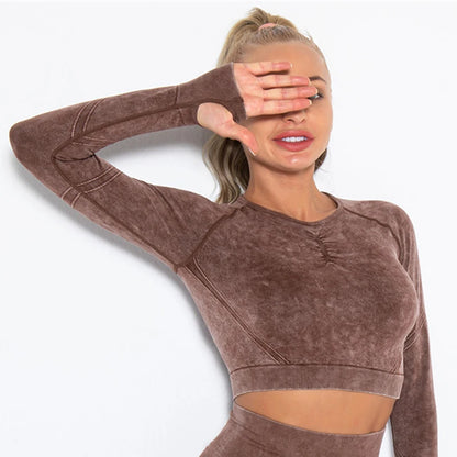 Nahtloses Gym-Set mit Cropped Top & Push-Up Leggings – Perfekt für dein Workout