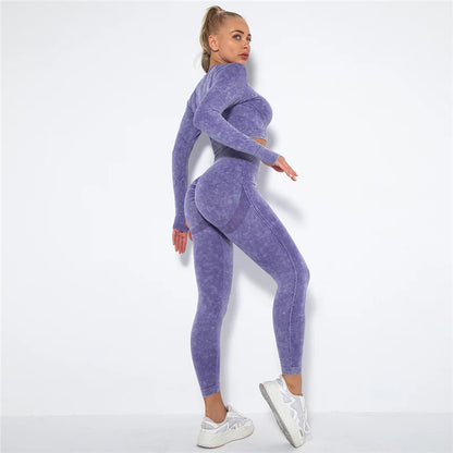 Nahtloses Gym-Set mit Cropped Top & Push-Up Leggings – Perfekt für dein Workout