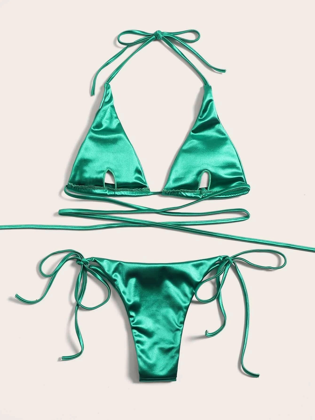 Metallic Satin Bikini-Set – glänzender Look mit brasilianischem Flair