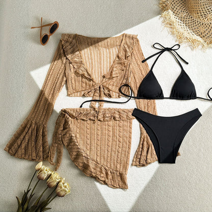 4-teiliges Bikini-Set mit Mesh und Sarong – dein stylischer Sommerlook