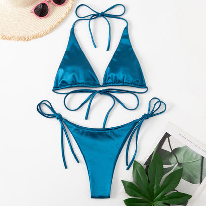 Metallic Satin Bikini-Set – glänzender Look mit brasilianischem Flair