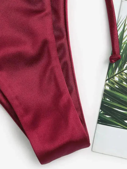 Metallic Satin Bikini-Set – glänzender Style mit brasilianischem Cut