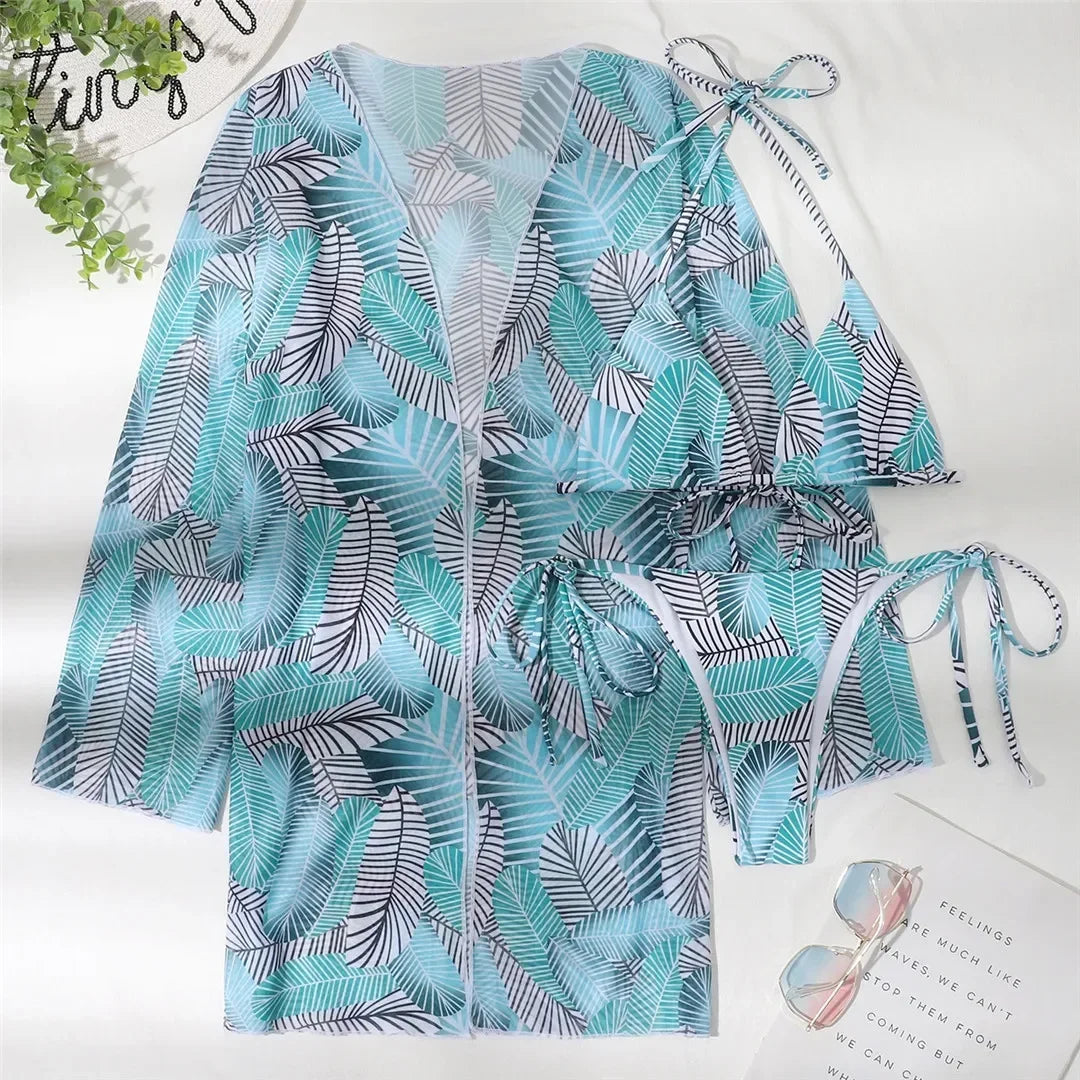 3-teiliges Bikini-Set mit Cover-Up – sommerlich, leicht & stylisch