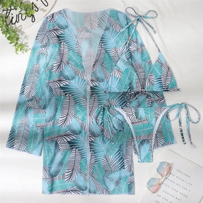 3-teiliges Bikini-Set mit Cover-Up – sommerlich, leicht & stylisch