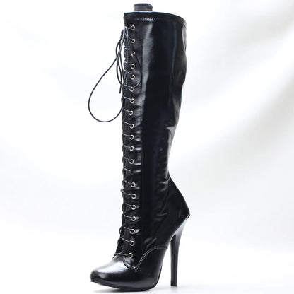 Stiletto Stiefel 12,7 cm – Kniehoch, Schnürung & Verführerisches Design