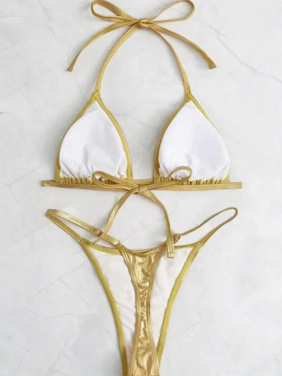 Metallic PU-Leder Bikini – gewagt, glänzend & ultra sexy