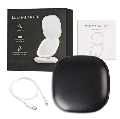 2‑Face Sides Touch Compact LED Spiegel – Dein Mini-Make-up-Wunder für unterwegs! ✨