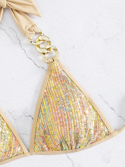 Pailletten Bikini mit Metallketten – glamourös, modern & ein echter Blickfang