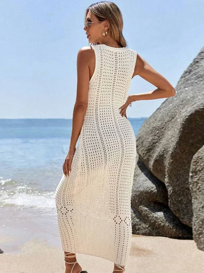 Gehäkelte lange Tunika mit V-Ausschnitt – der stilvolle Cover-Up für den Sommer