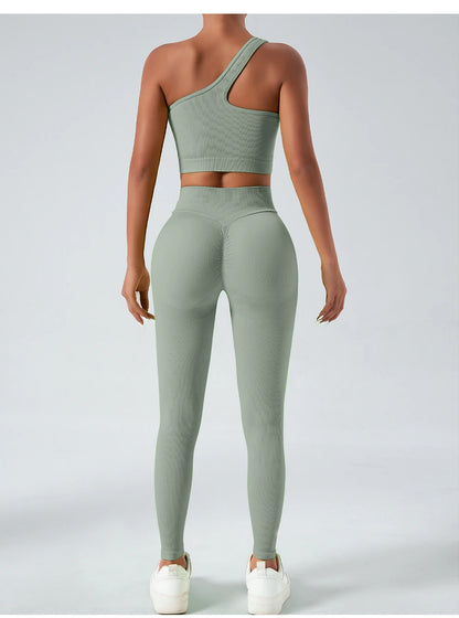 2‑teilige Komfort‑Set: Single‑Strap Yoga‑BH & High‑Waist Shorts