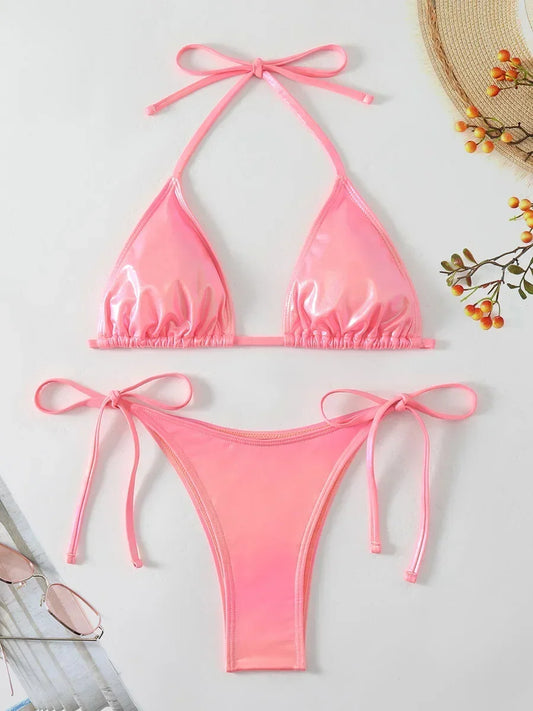 PU-Leder Gradient Bikini – edgy, glänzend & ein echter Eyecatcher