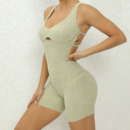 V-Rücken Scrunch Sport-Jumpsuit – Perfekte Passform für dein Workout