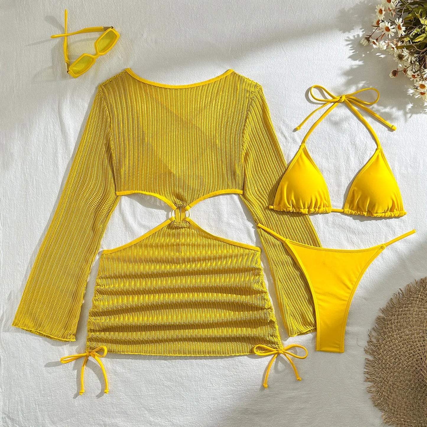 Bikini-Set mit Mesh Cover-Up – sexy, vielseitig & perfekt für deinen Beach-Look