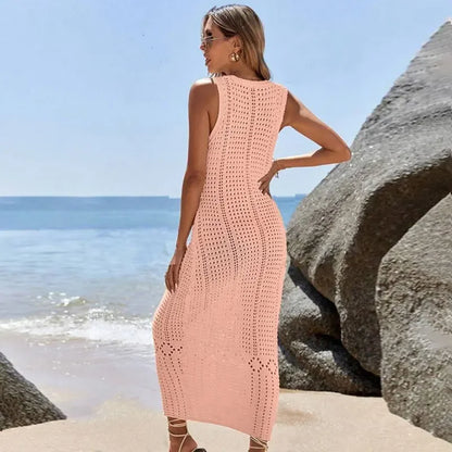 Gehäkelte lange Tunika mit V-Ausschnitt – der stilvolle Cover-Up für den Sommer