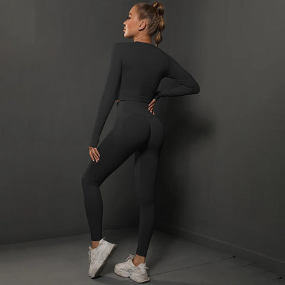 Nahtloses Sport-Set – Crop-Top & High-Waist Leggings für dein perfektes Workout