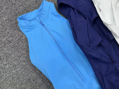 Scrunch Butt Yoga Overall – Ärmelloser Sportanzug mit Reißverschluss & offenem Rücken