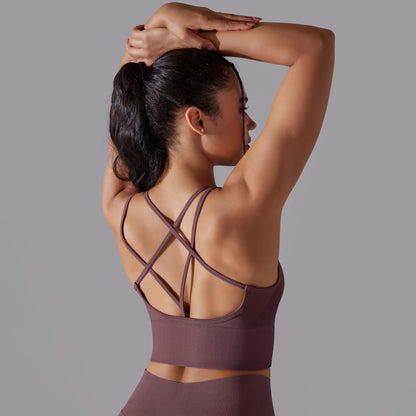 Crossover Back Sports Bra – Power. Halt. Style.