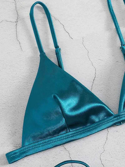 Metallic Satin Bikini-Set – glänzender Style mit brasilianischem Cut