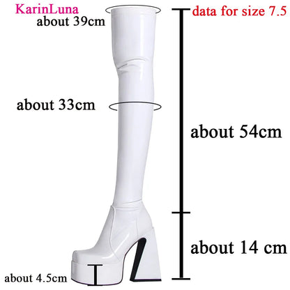 Platform Overknee-Stiefel mit Zipper – High Fashion, High Impact