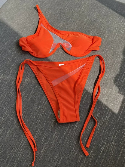 V-Bar Mesh Bikini-Set – asymmetrisch, formend & super modern