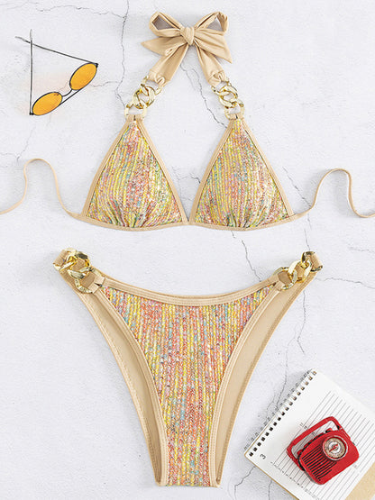 Pailletten Bikini mit Metallketten – glamourös, modern & ein echter Blickfang