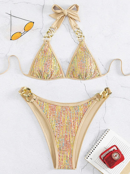 Pailletten Bikini mit Metallketten – glamourös, modern & ein echter Blickfang
